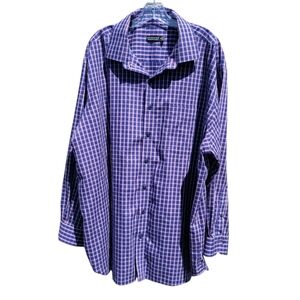 EUC Men's Rochester Egyptian Cotton Plaid Purple & Blue Checkered Shirt